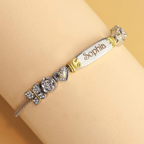 Christmas Gift Granddaughter Bolo Bracelet With Personalized Engravings