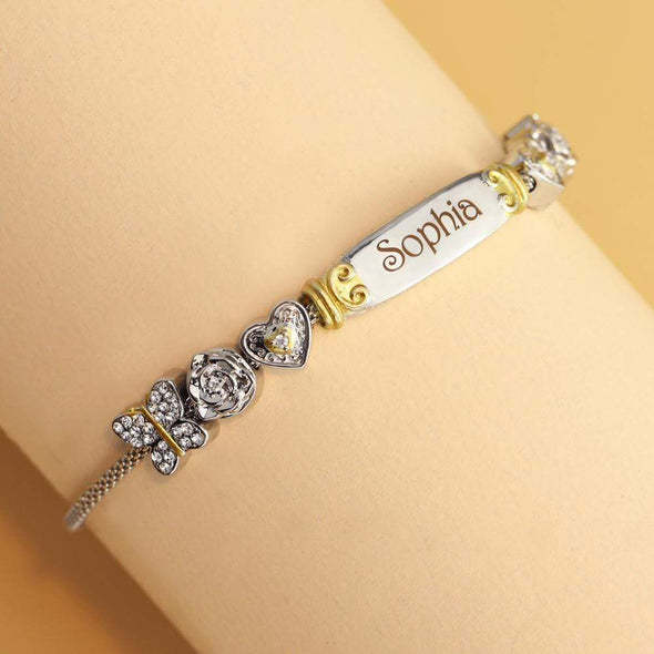 Christmas Gift Granddaughter Bolo Bracelet With Personalized Engravings