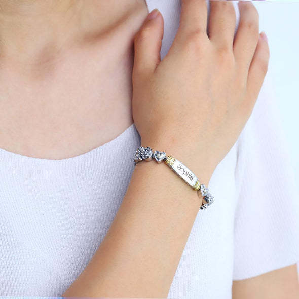 Christmas Gift Granddaughter Bolo Bracelet With Personalized Engravings