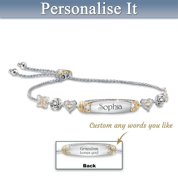 Christmas Gift Granddaughter Bolo Bracelet With Personalized Engravings