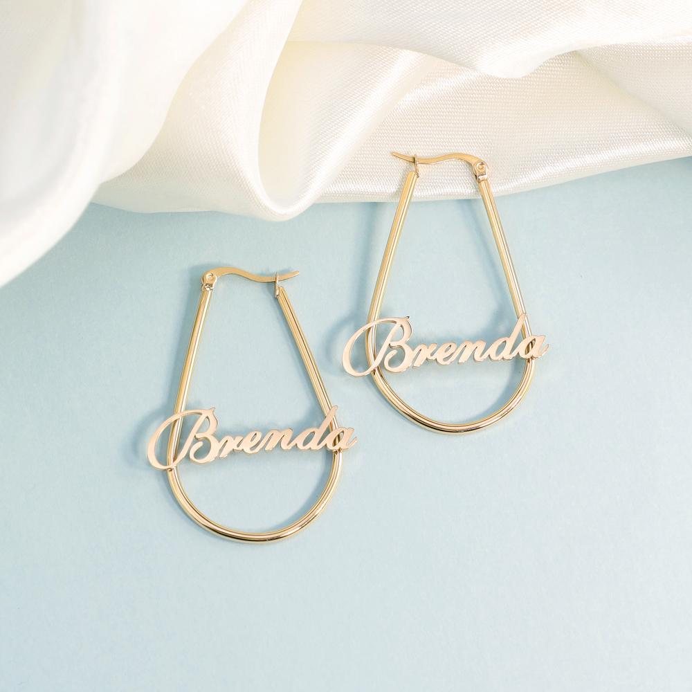 Christmas Gift Heart Hoop Name Earrings U Shape Earring V Shape Earring Earring MelodyNecklace