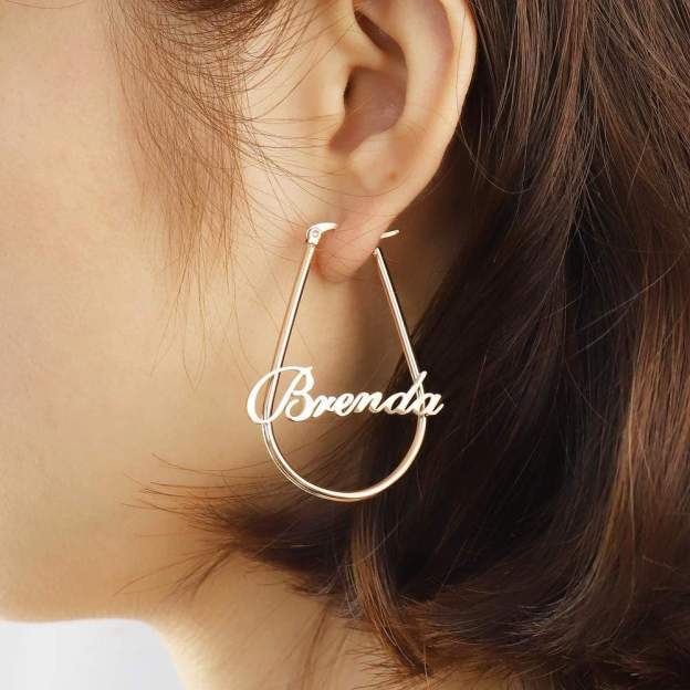 Christmas Gift Heart Hoop Name Earrings U Shape Earring V Shape Earring Earring MelodyNecklace