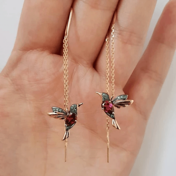Mother's Day Gift Ladies Elegant Hummingbird Rhinestone Stud Earrings-Engravingift
