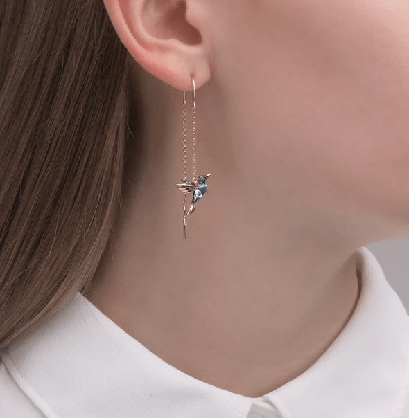 Mother's Day Gift Ladies Elegant Hummingbird Rhinestone Stud Earrings-Engravingift