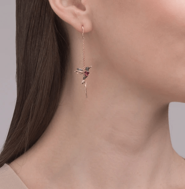 Mother's Day Gift Ladies Elegant Hummingbird Rhinestone Stud Earrings-Engravingift