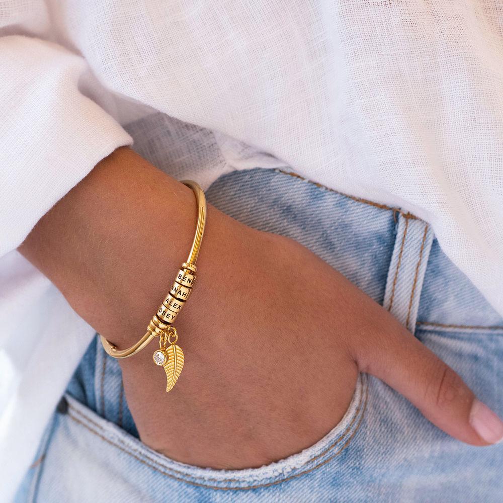 Mother's Day Gift Linda Open Bangle Bracelet with Custom Beads-Engravingift