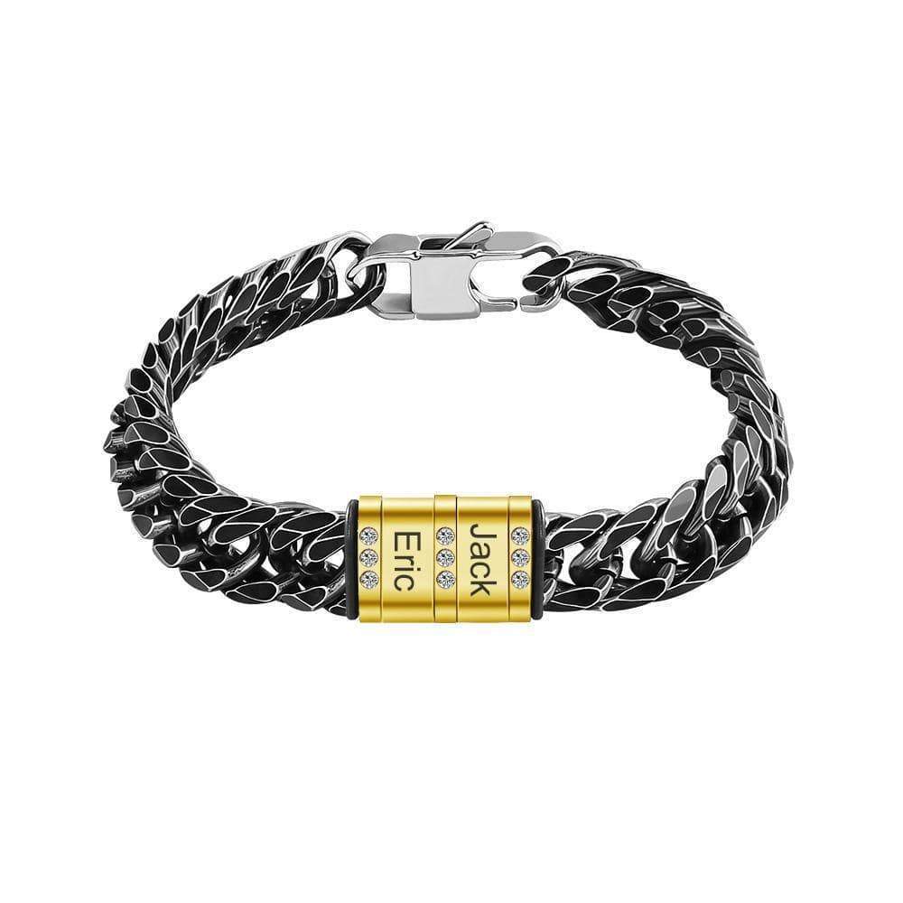 Father's Day Gift Men's Cuba Link Bracelet With Custom Beads-Engravingift