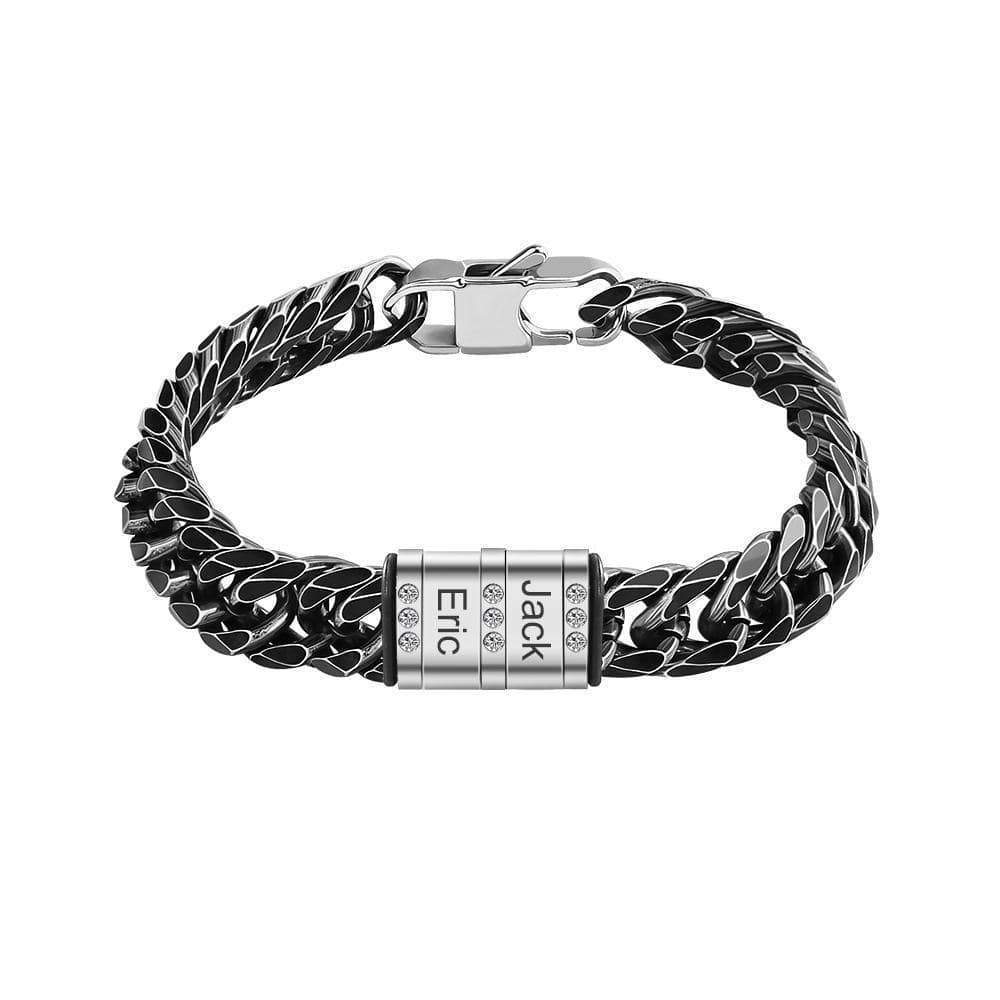 Father's Day Gift Men's Cuba Link Bracelet With Custom Beads-Engravingift