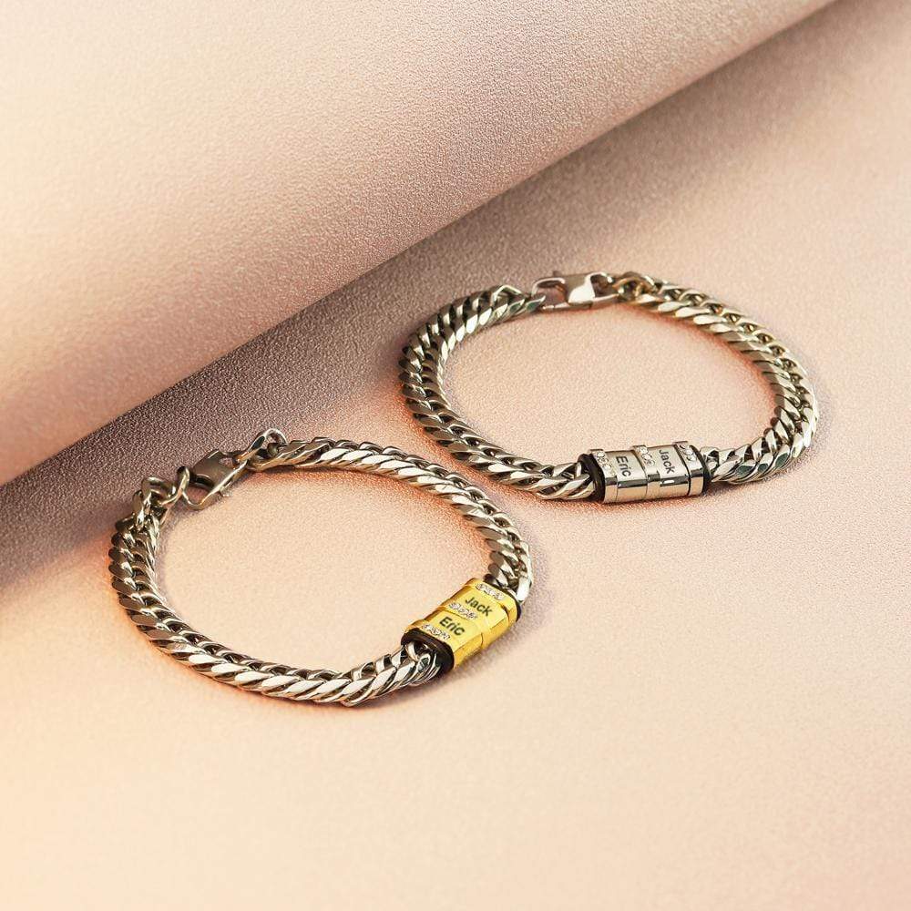 Father's Day Gift Men's Cuba Link Bracelet With Custom Beads-Engravingift