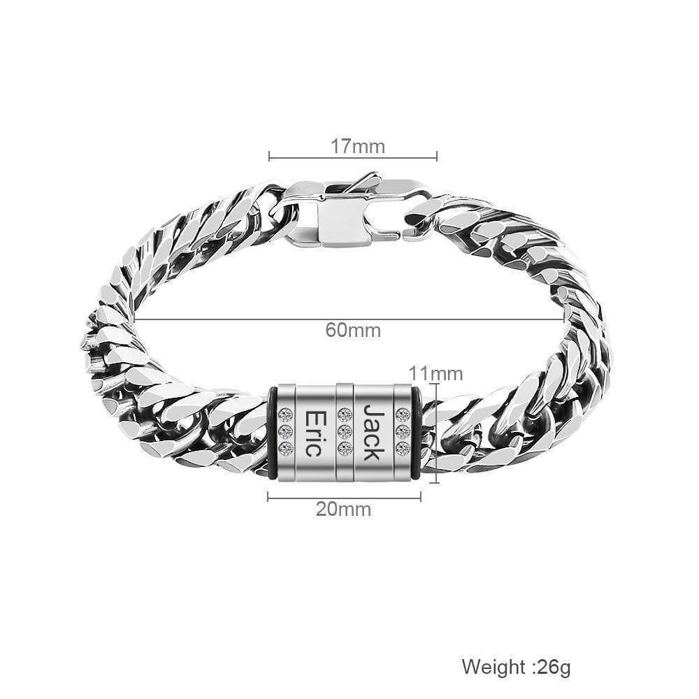 Father's Day Gift Men's Cuba Link Bracelet With Custom Beads-Engravingift
