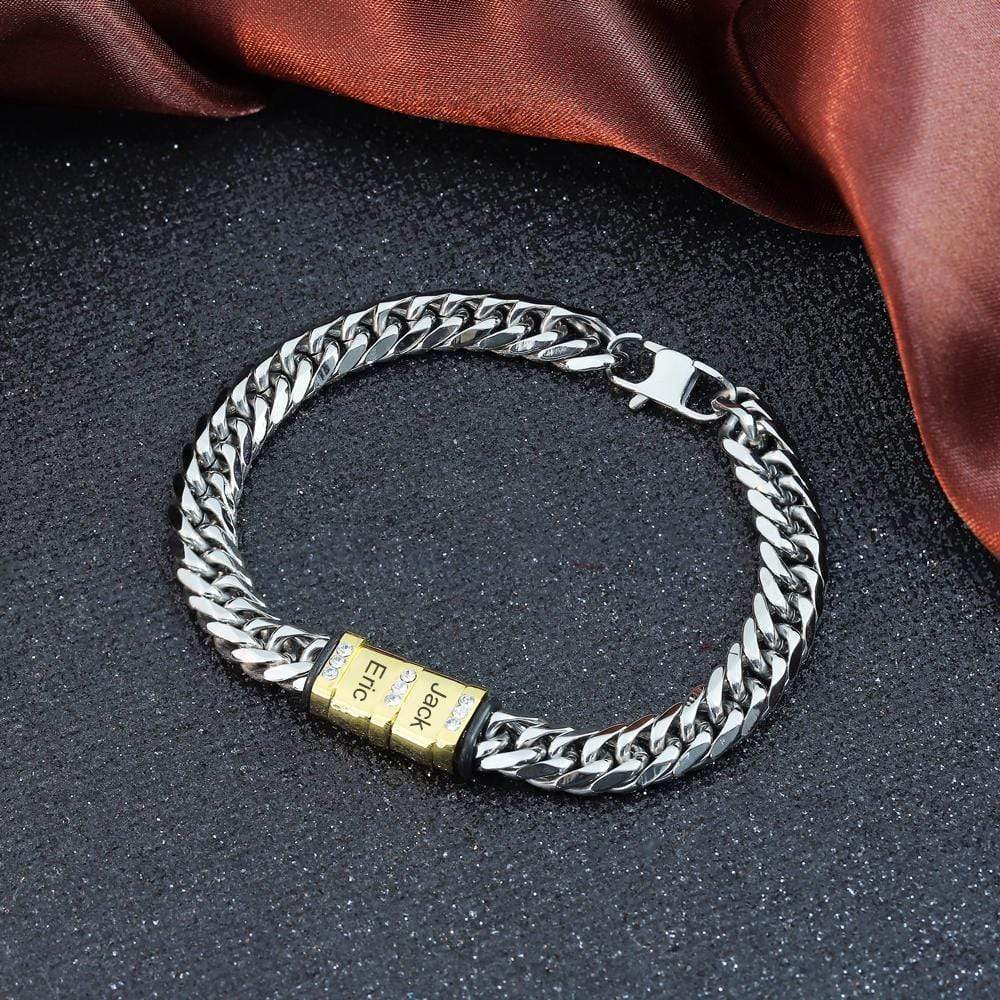 Father's Day Gift Men's Cuba Link Bracelet With Custom Beads-Engravingift