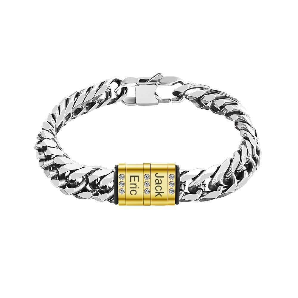 Father's Day Gift Men's Cuba Link Bracelet With Custom Beads-Engravingift