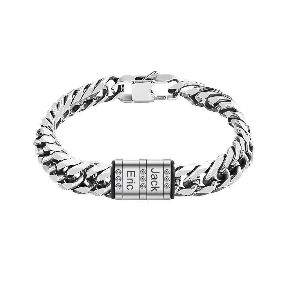 Father's Day Gift Men's Cuba Link Bracelet With Custom Beads-Engravingift