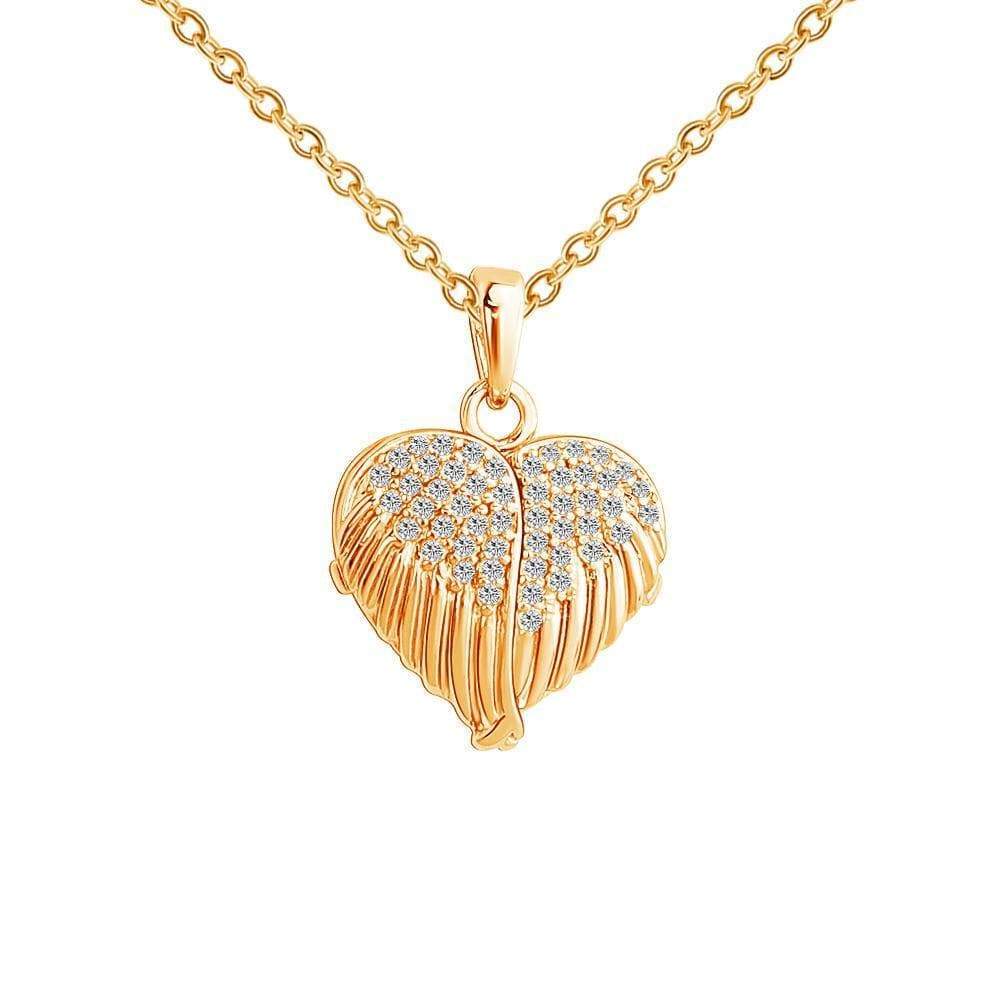 Christmas Gift Openable Angle Wing Heart Photo Necklace Gold Necklace MelodyNecklace