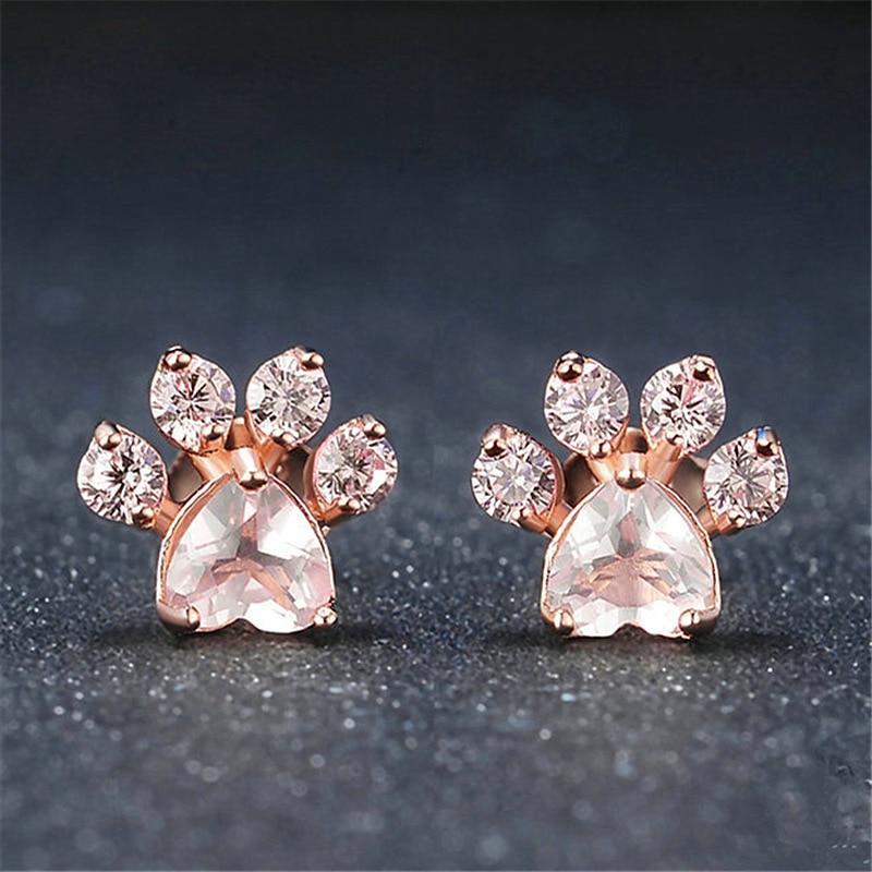 Christmas Gift Paw Shape Earrings - Rose Gold Color Earring MelodyNecklace