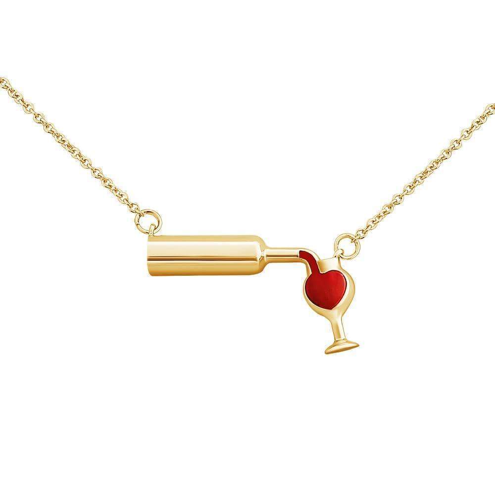 Mother's Day Gift s Red Wine Lover Wine Glass Bottle Heart Pendant Necklace-Engravingift