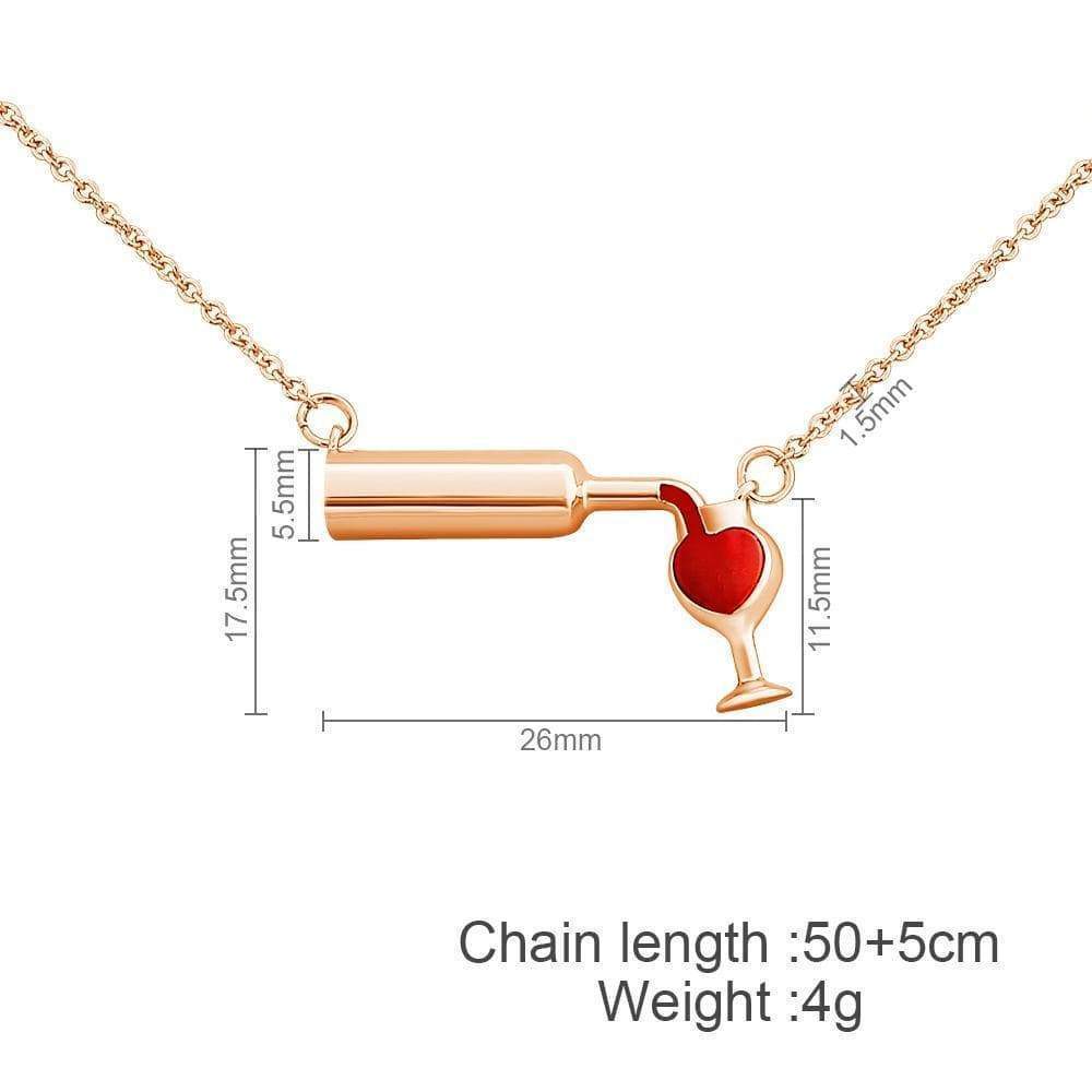 Mother's Day Gift s Red Wine Lover Wine Glass Bottle Heart Pendant Necklace-Engravingift