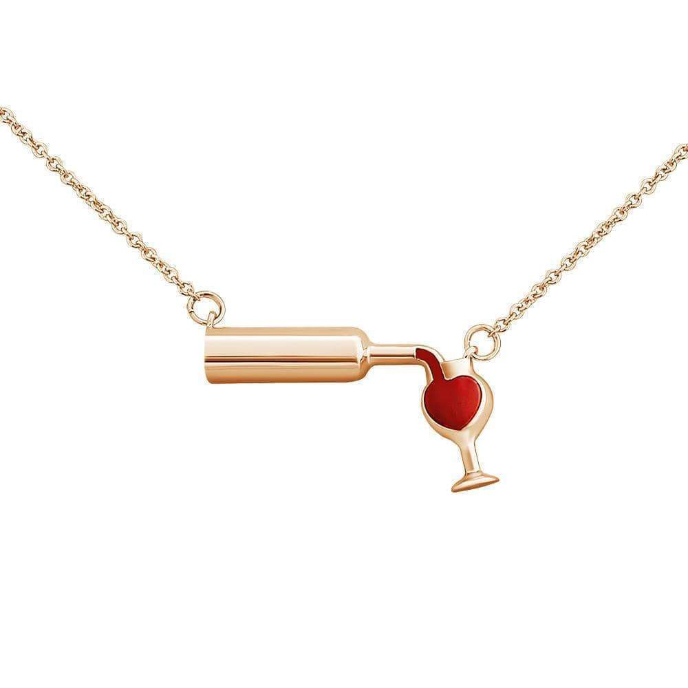 Mother's Day Gift s Red Wine Lover Wine Glass Bottle Heart Pendant Necklace-Engravingift
