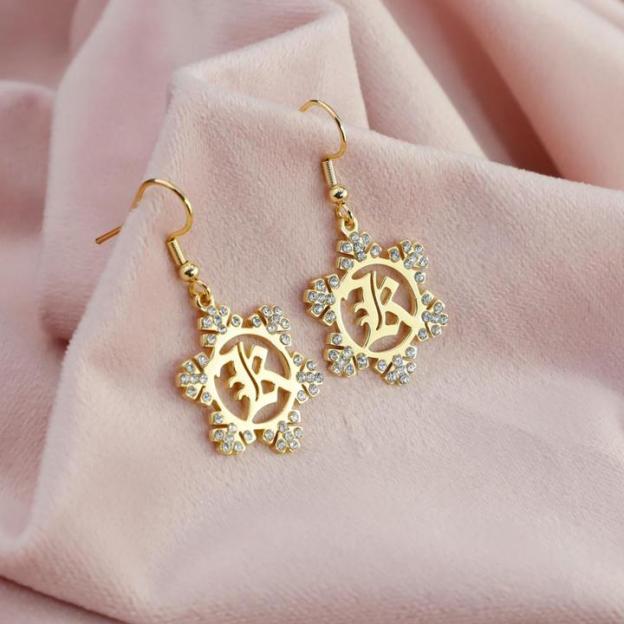 Mother's Day Gift Snowflake Initial Earring Regular-Engravingift