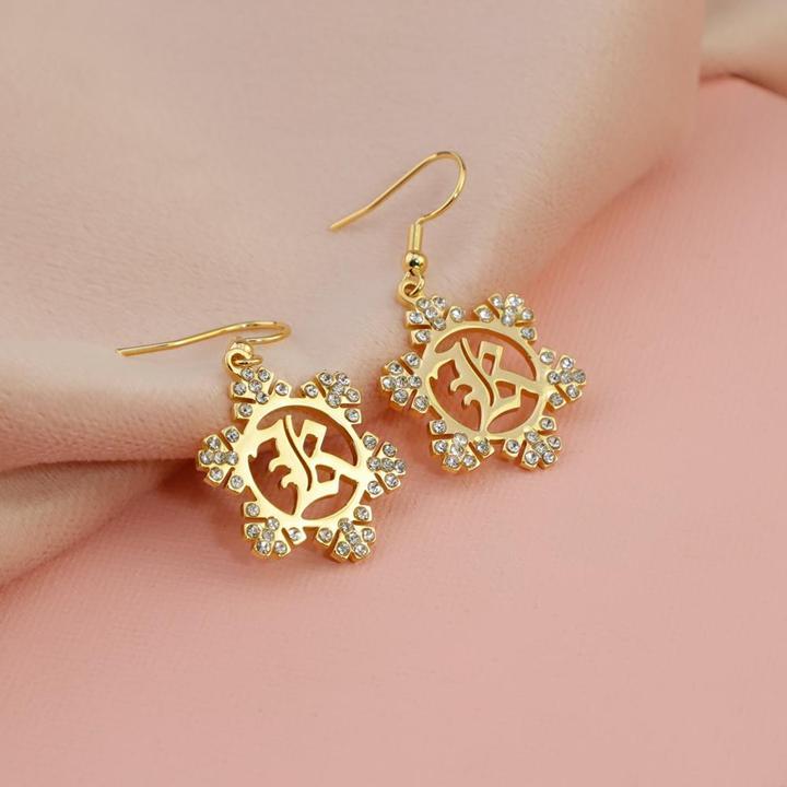 Mother's Day Gift Snowflake Initial Earring Regular-Engravingift