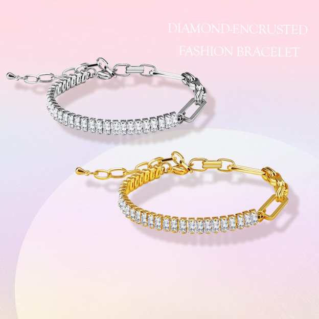 Clear Crystal Tennis Bracelet-adjustable Myron Bracelet MelodyNecklace