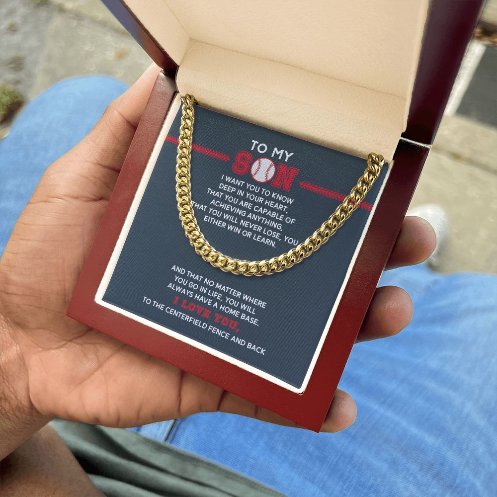 Cuban Link Necklace - To My Son, Achieve Anything, Home Base - Athlete's Gift Shop