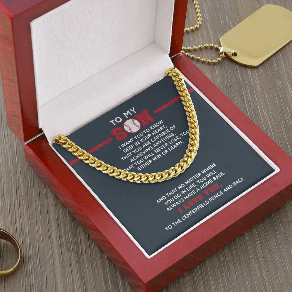 Cuban Link Necklace - To My Son, Achieve Anything, Home Base - Athlete's Gift Shop