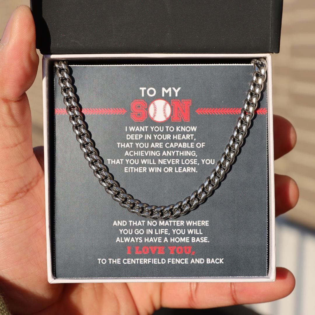 Cuban Link Necklace - To My Son, Achieve Anything, Home Base - Athlete's Gift Shop