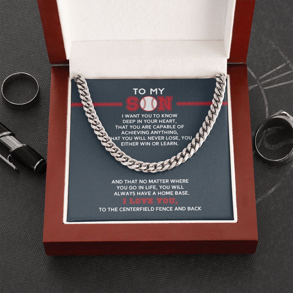 Cuban Link Necklace - To My Son, Achieve Anything, Home Base - Athlete's Gift Shop