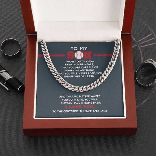 Cuban Link Necklace - To My Son, Achieve Anything, Home Base - Athlete's Gift Shop
