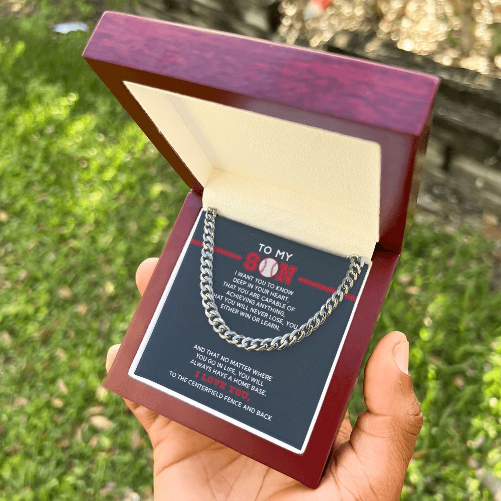 Cuban Link Necklace - To My Son, Achieve Anything, Home Base - Athlete's Gift Shop