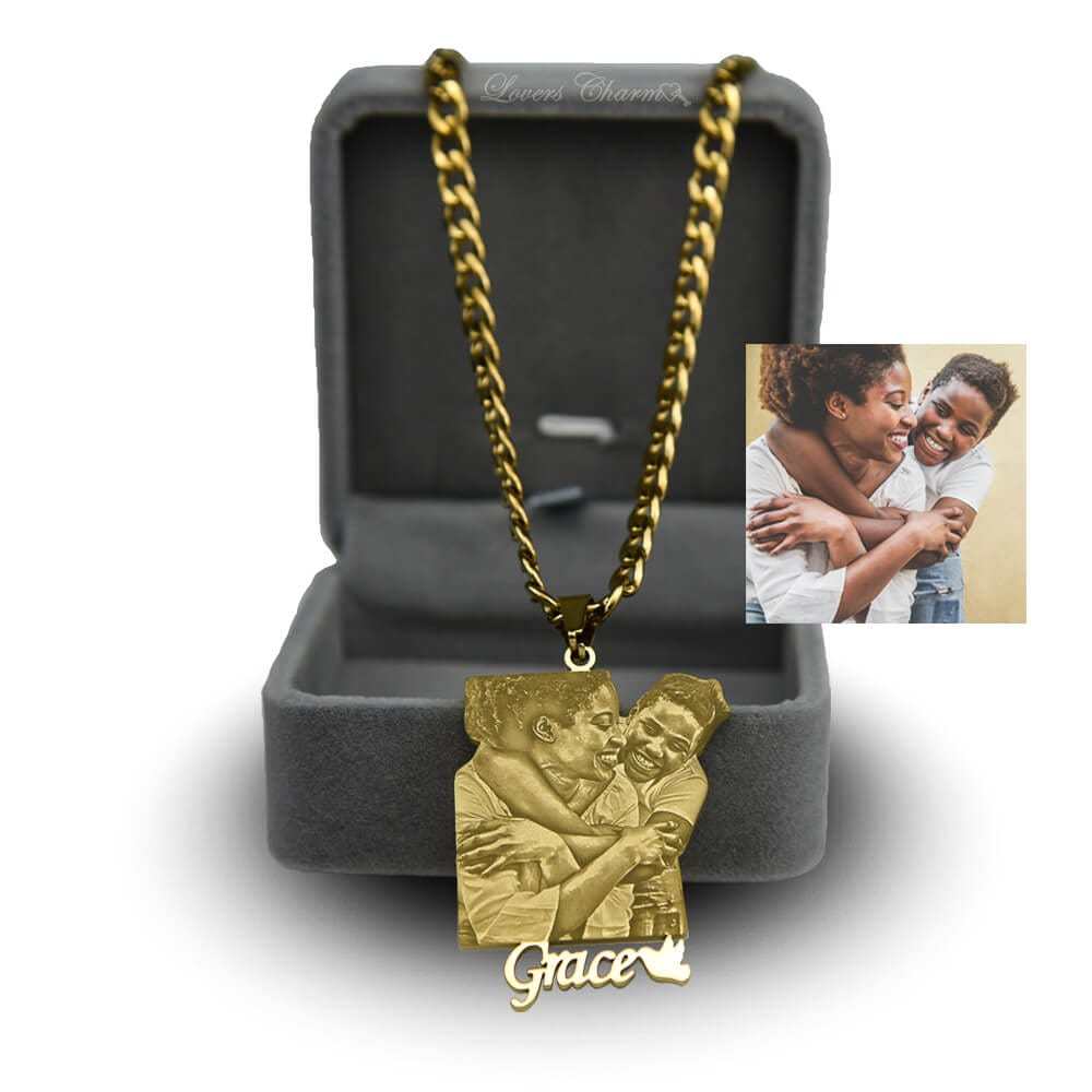 Mother's Day Gift Custom Photo Portrait Engraved Necklace-Engravingift