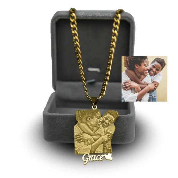 Mother's Day Gift Custom Photo Portrait Engraved Necklace-Engravingift