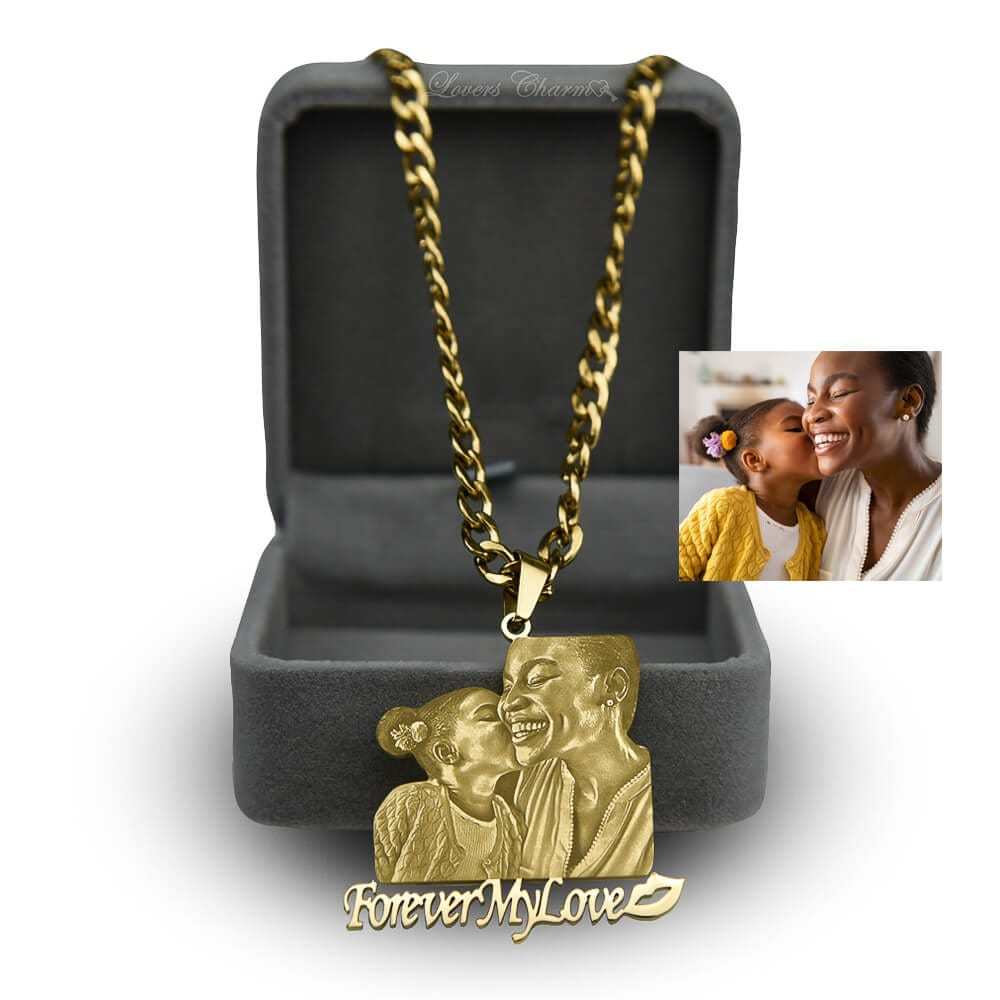 Mother's Day Gift Custom Photo Portrait Engraved Necklace-Engravingift