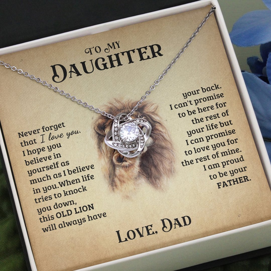 Christmas Gift To My Daughter from Dad Love Knot Necklace "Never Forget That I Love You"