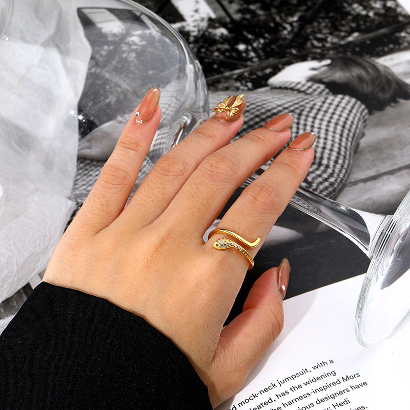 Mother's Day Gift Vintage Snake Ring and Earrings in Gold Gifts for Her-Engravingift