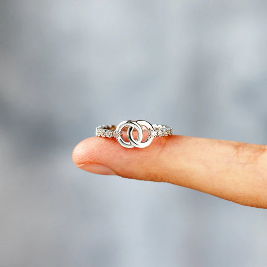 Mother's Day Gift Mother & Daughter S925 Forever Linked Dainty Interlocking Ring Set Gifts For Her-Engravingift