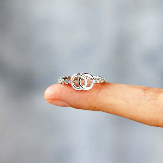 Mother's Day Gift Mother & Daughter S925 Forever Linked Dainty Interlocking Ring Set Gifts For Her-Engravingift