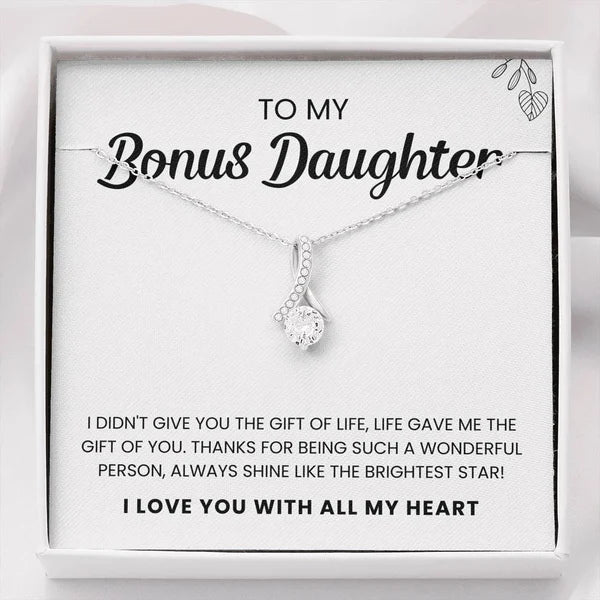 Mother's Day Gift To My Bonus Daughter | Shine Like The Brightest Star Alluring Beauty Necklace Gift Set-Engravingift
