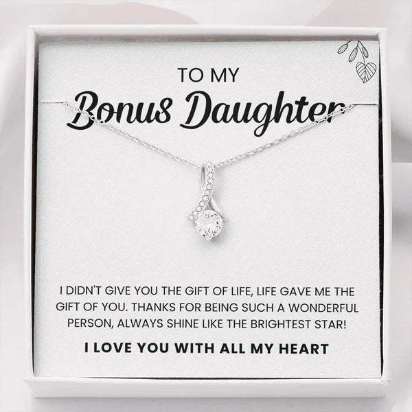 Mother's Day Gift To My Bonus Daughter | Shine Like The Brightest Star Alluring Beauty Necklace Gift Set-Engravingift