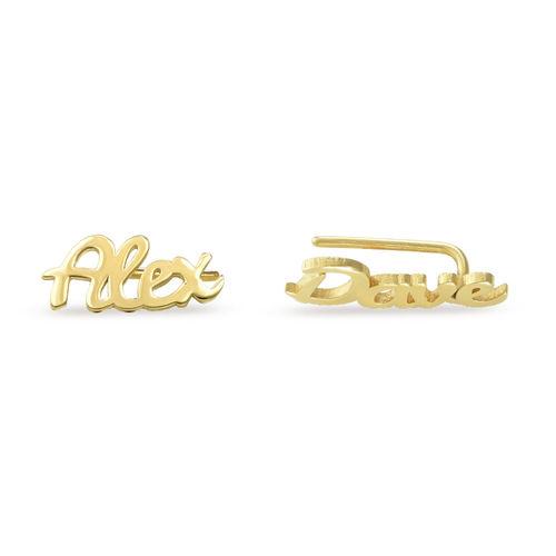 Mother's Day Gift Personalized Name Stud Earrings for Her Rose Gold-Engravingift