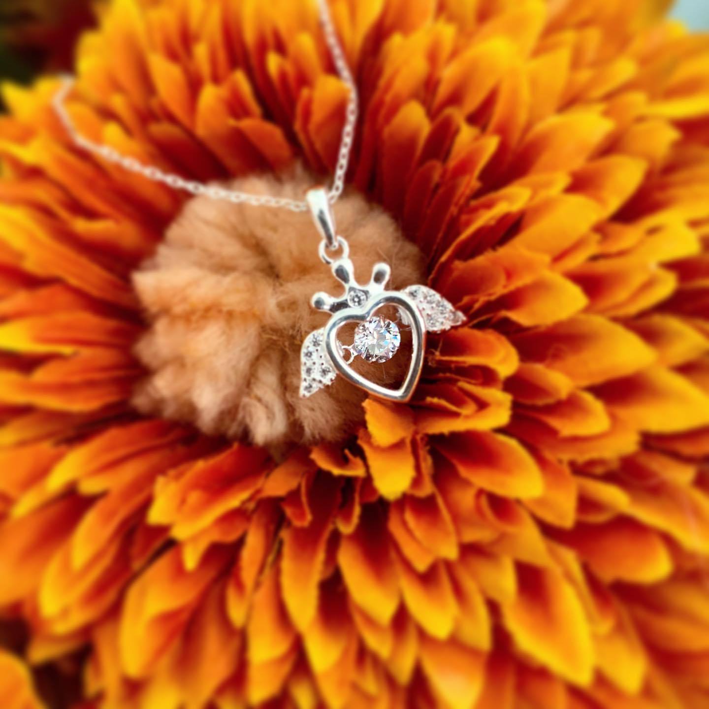 Christmas Gift For My Badass Queen Crown Heart Sparkling Dance Necklace