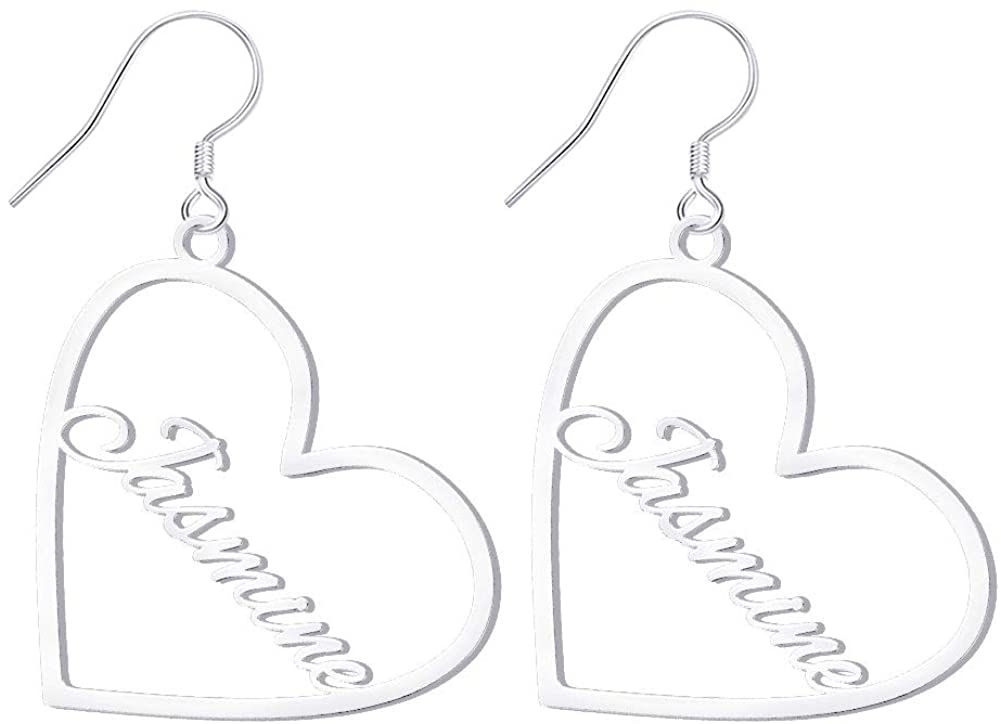 Mother's Day Gift Heart Personalized Name Earrings Custom Hoop Earrings Gift for Her-Engravingift