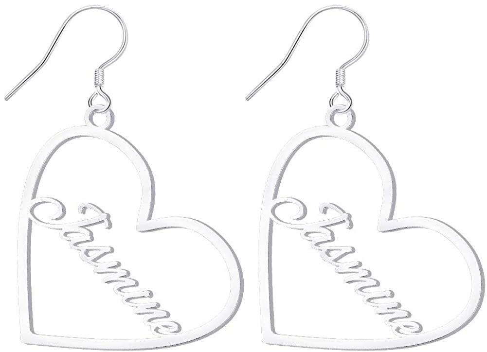Mother's Day Gift Heart Personalized Name Earrings Custom Hoop Earrings Gift for Her-Engravingift