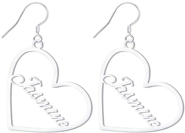 Mother's Day Gift Heart Personalized Name Earrings Custom Hoop Earrings Gift for Her-Engravingift