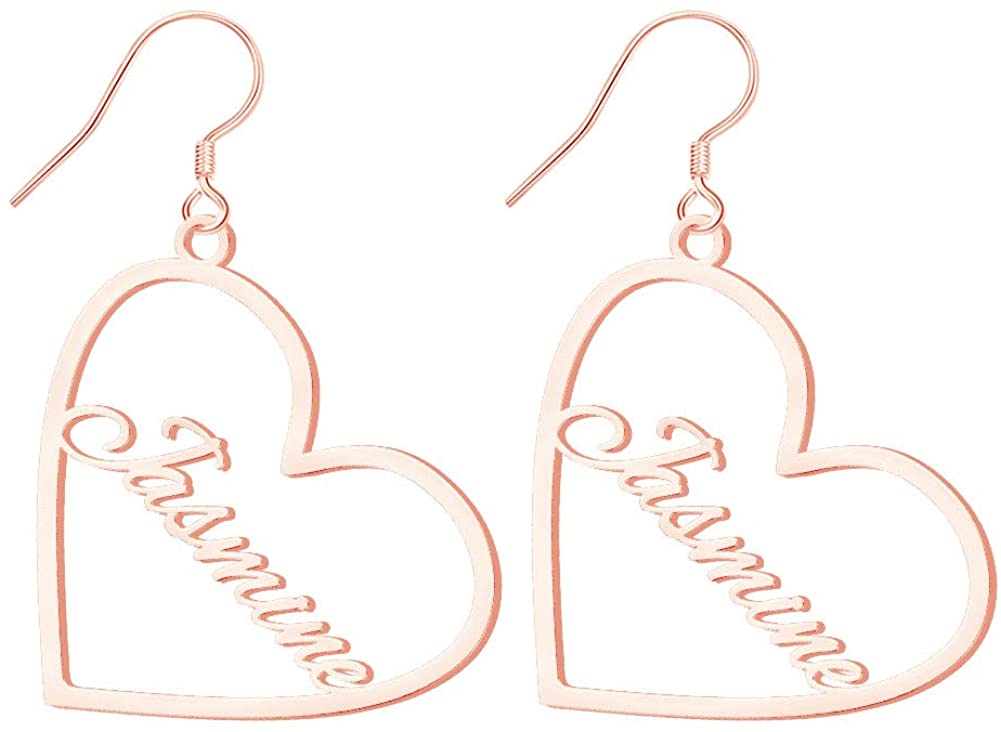 Mother's Day Gift Heart Personalized Name Earrings Custom Hoop Earrings Gift for Her-Engravingift