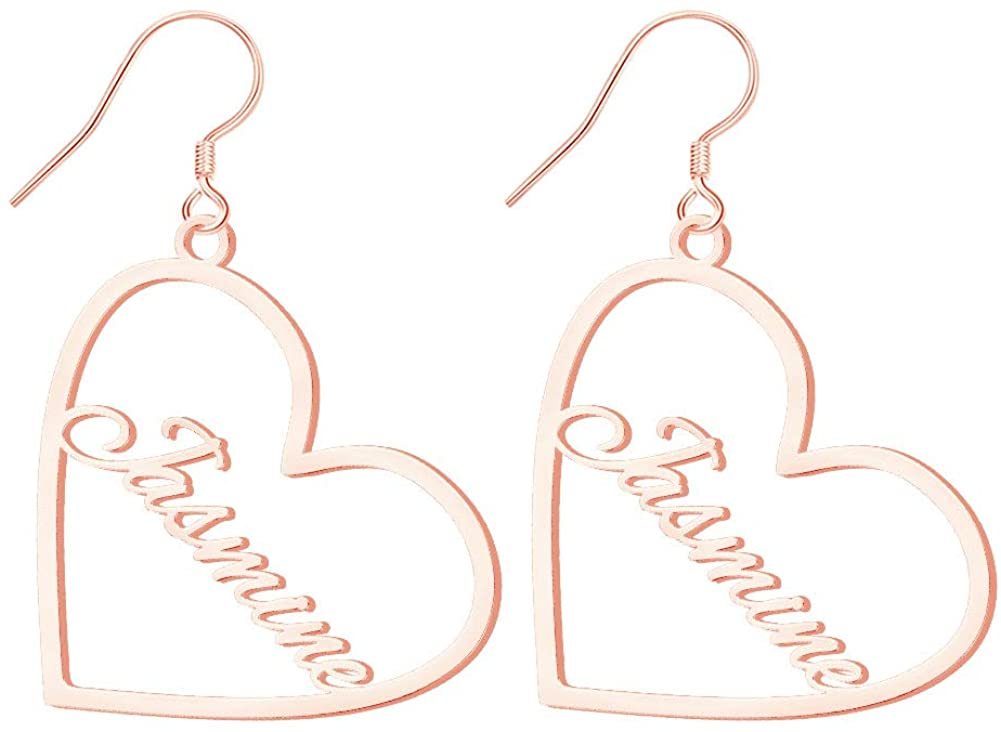 Mother's Day Gift Heart Personalized Name Earrings Custom Hoop Earrings Gift for Her-Engravingift