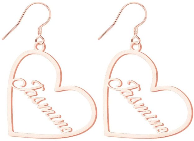 Mother's Day Gift Heart Personalized Name Earrings Custom Hoop Earrings Gift for Her-Engravingift