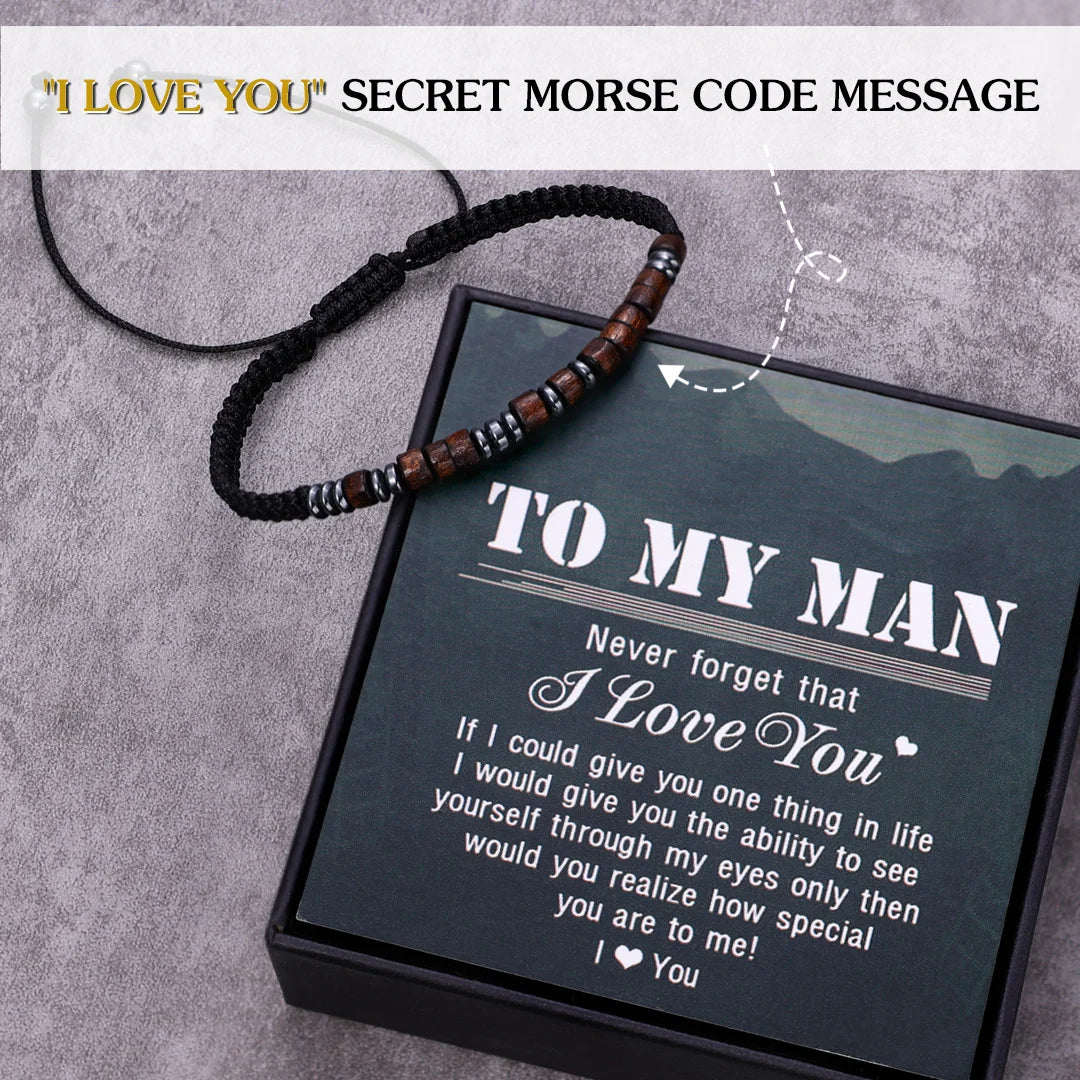 Father's Day Gift To My Man I Love You Morse Code Bracelet Hidden Message Bracelet Creative Gift For Father-Engravingift
