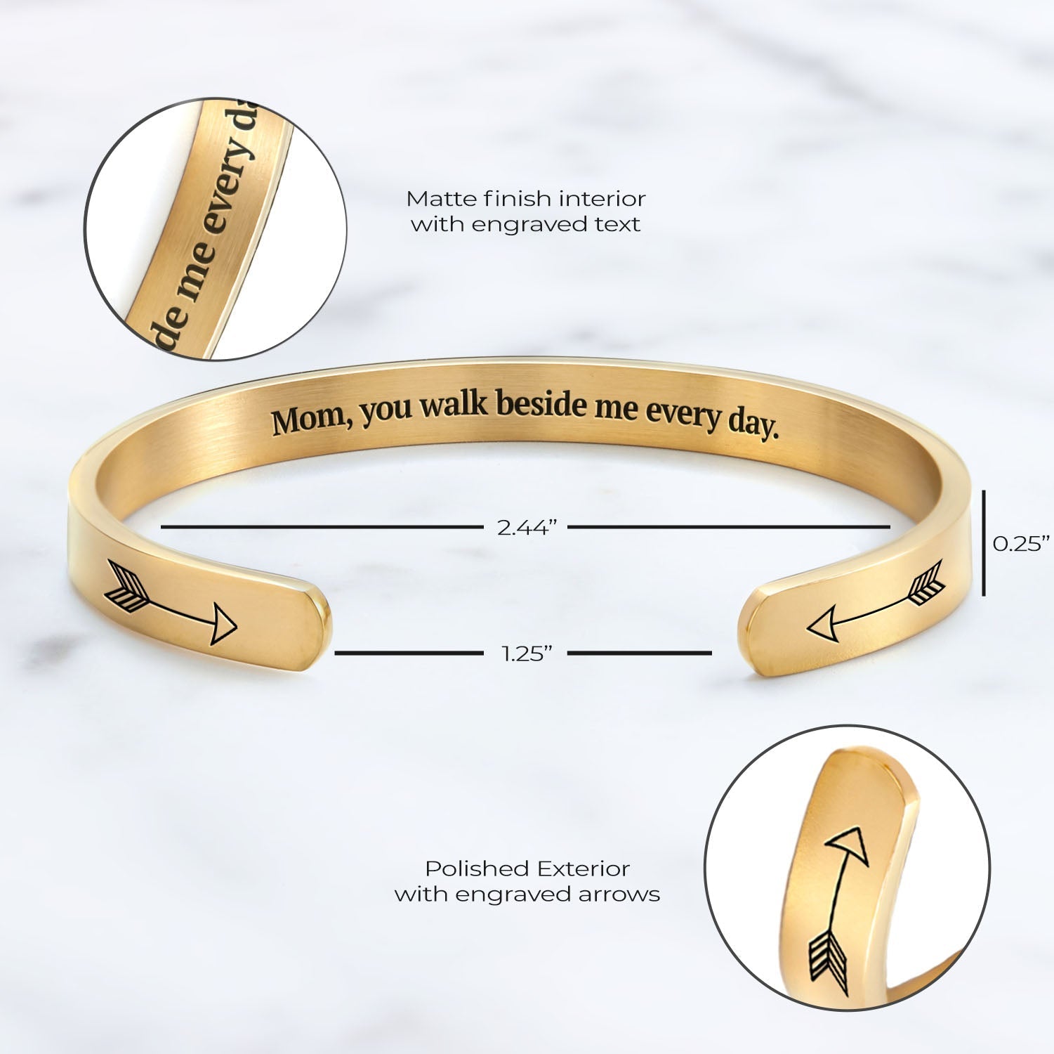 Father's Day Gift You Walk Beside Me Every Day Personalizable Cuff Bracelet-Engravingift